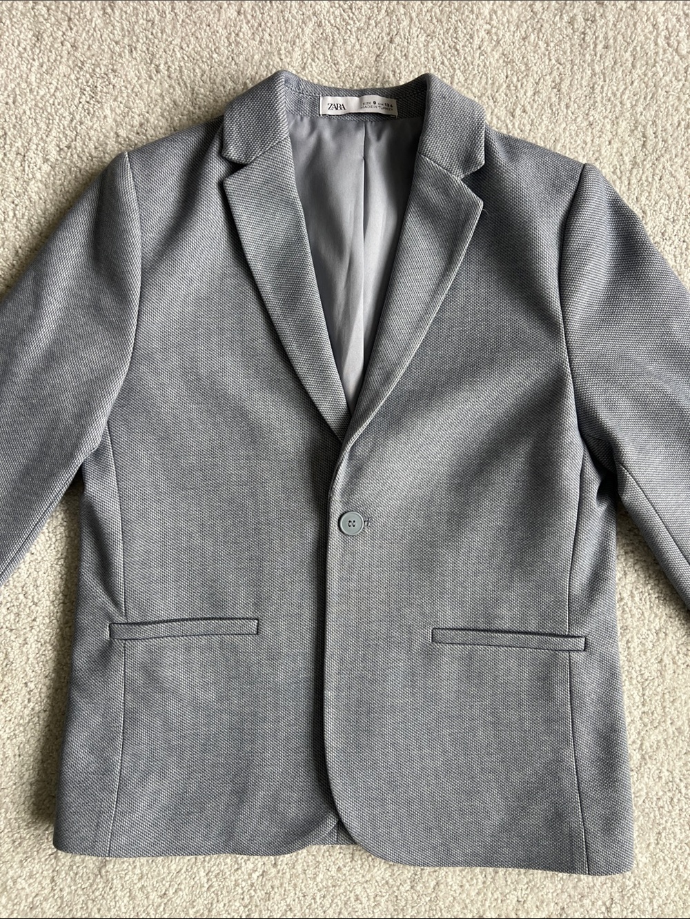 Zara Boys Light Blue Single-Button Notch Lapel Blazer Suit Jacket - size 9 years